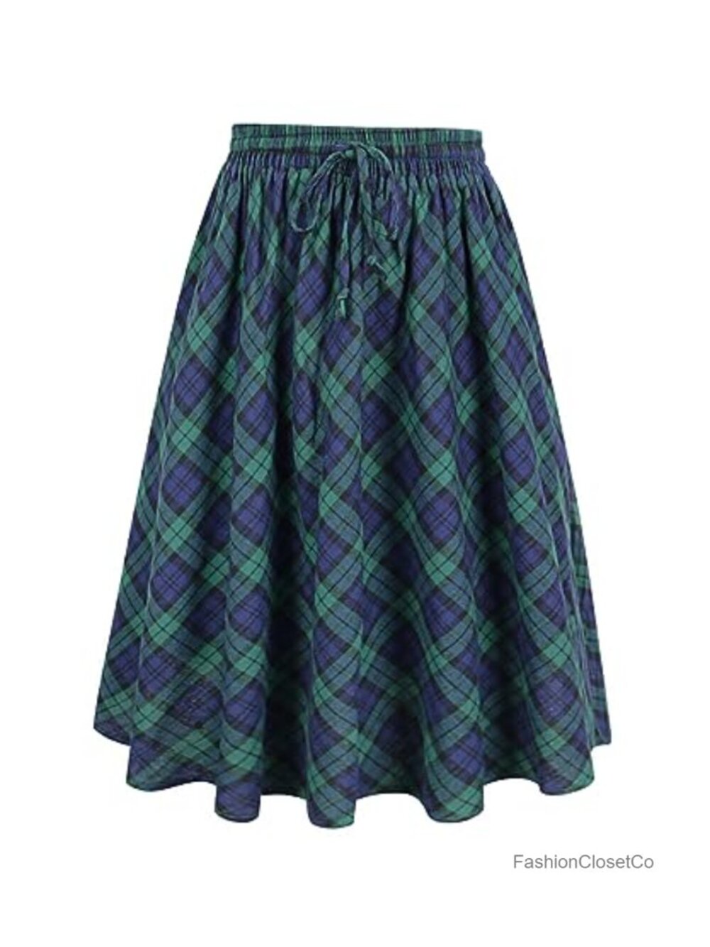 Plus Size A-Line Flowy High Waist Midi Skirt with Pockets - XL-5XL